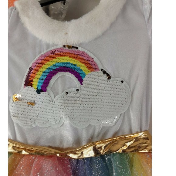 Girls Rainbow Unicorn Halloween Costume Dress with Attached Wings Sm Med Lar NWT - Picture 5 of 5